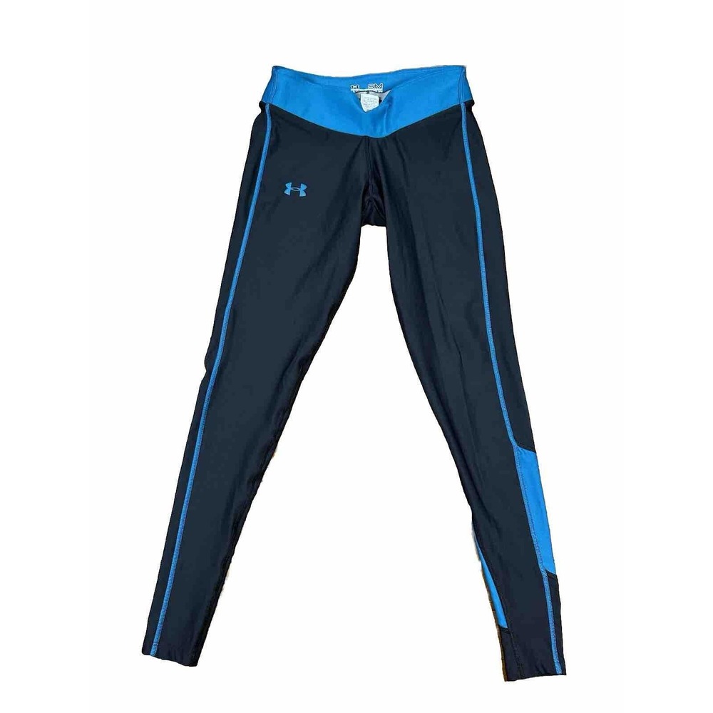 UNDER ARMOUR WOMEN'S COLDGEAR COMPRESSION‎ LEGGINGS BLACK/BLUE SIZE SM